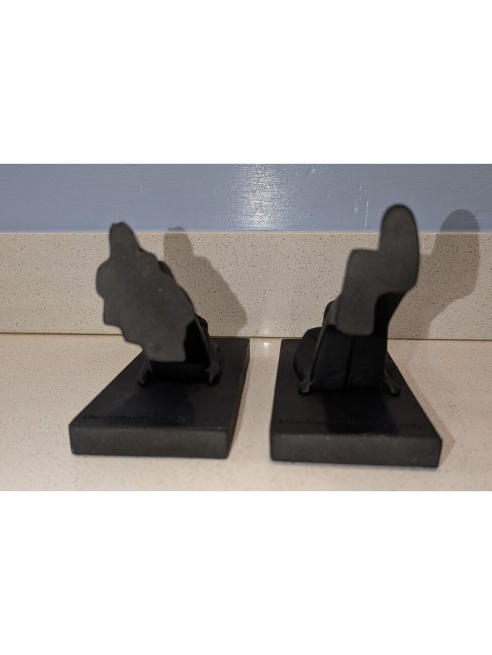 Chris Collicott Bookends Pair Man Woman Sculpture Black Art Deco Cubist Realism - Picture 16 of 16